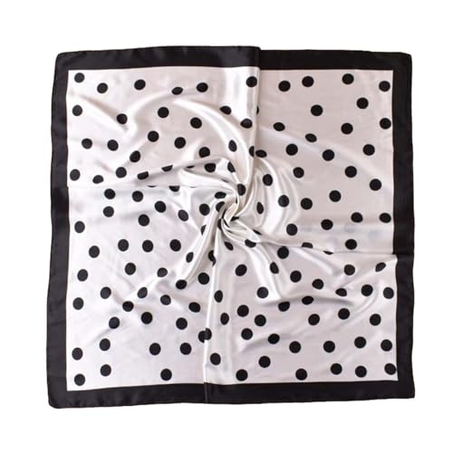 35” Satin Large Square Head Scarves-Like Silk Satin Scarf for Hair Wrapping at Night Bandana Square Scarf for Sleeping - color: Big Polka Point-white