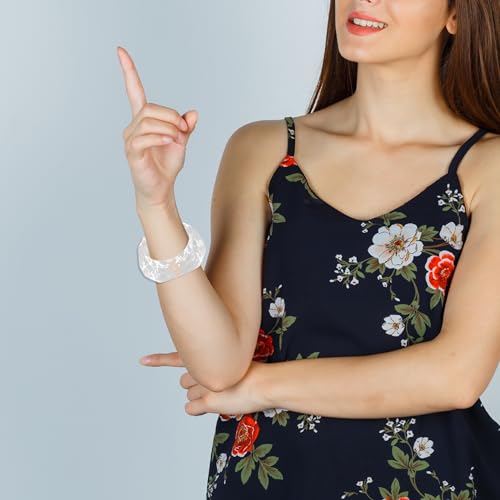 Acrylic Crystal-Cut Statement Cuff Bracelet | Bold Handmade Sculptural Jewelry | Diaphanus Brilliance Clear Wide Wrist Cuff | Satin Finish Lightweight Wrist Cuff
