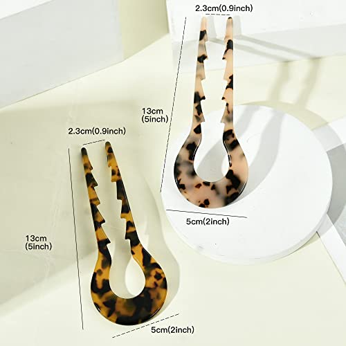 French Hair Pins Tortoise Shell French Hair Forks U Shaped French Pins 2 Prong Hair Sticks Acetate Chignon Pin for Women Hairstyle Accessories 2 Pack - color: tortoise shell hair hins 2 pack
