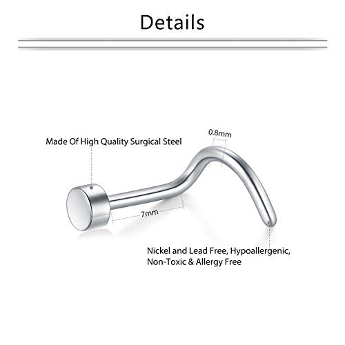 Mayhoop 20g Nose Rings Hoops And Studs For Women Men - Hypoallergenic 316L Surgical Stainless Steel L Shape Nose Screw Bone Silver Rose Gold Black Rainbow Pack 28Pcs - color: Style B(Silver+Rose gold+Black)