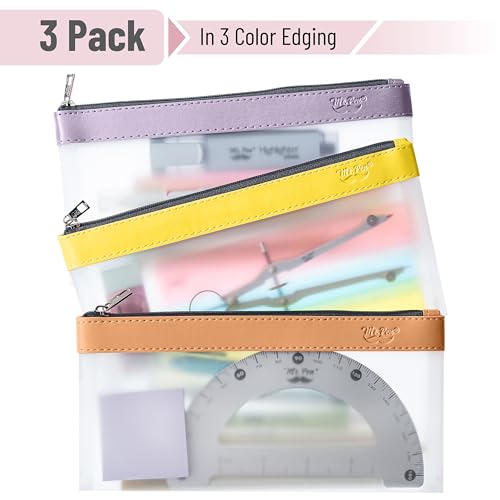 Mr. Pen- Clear Pencil Pouch, 8.50"x4.25", 3 Pack, Durable TPU Material | Medium Water-Resistant Pencil Bags with Smooth Zipper, Multipurpose Clear Pouch for Stationery, School, Office - color: Sunset, size: 3 Pack, Medium