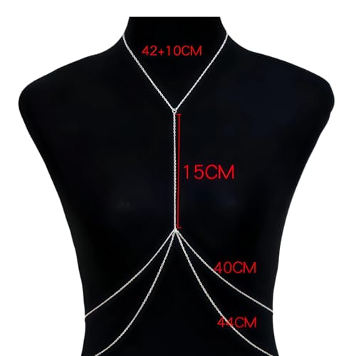 14k Gold Plated Cross Waist Body Chain for Women, Sexy Bra Body Chains & Belly Chain, Waist Beach Jewelry for Vacation Accessories - style: Chain - silver