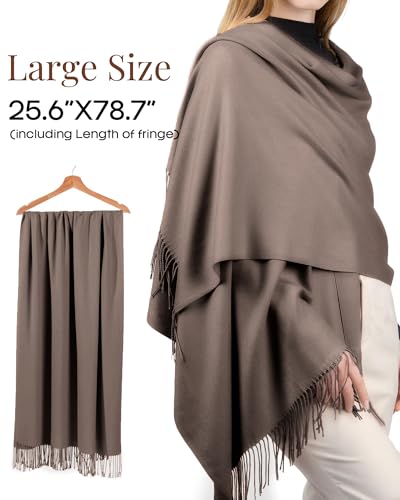 FURTALK Pashmina Shawl Wraps for Women Evening Dresses Blanket Scarves Fashion Scarf Wedding Gifts - color: Shrimp
