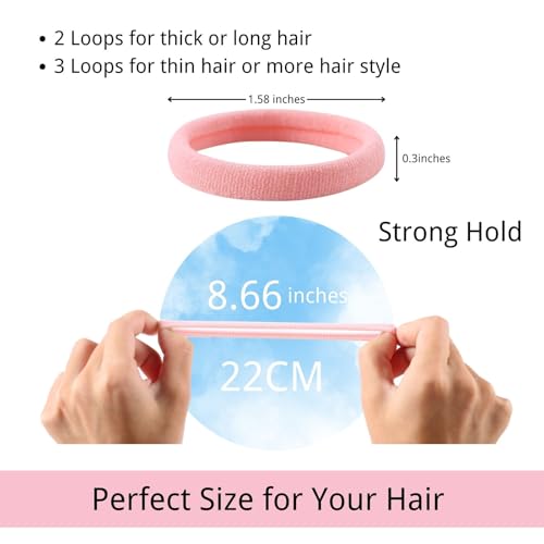 LuSeren 120 Pcs No Damage Thick Hair Ties, Large Soft Seamless Nylon Cloth Hair Elastics for Women, Light Color - color: Light color