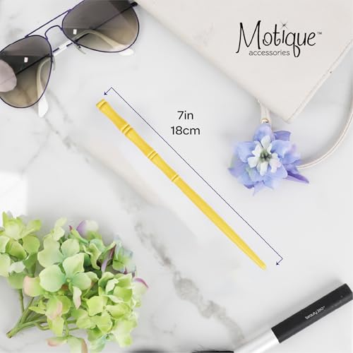 Carved Wooden Hair Sticks Set, Traditional Hair Chopsticks, 7 inches, 2 Pack, Vintage Style (Yellow) - color: Yellow