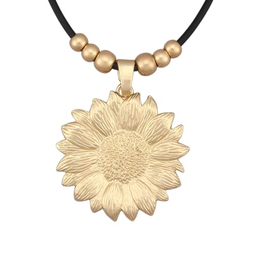 JAOYU Bohemian Necklaces for Women Leather Necklace Wood Pendant Choker Long Brown Necklace Chunky Circle Boho Hippie Jewelry - style: Bohemian Chokers Women