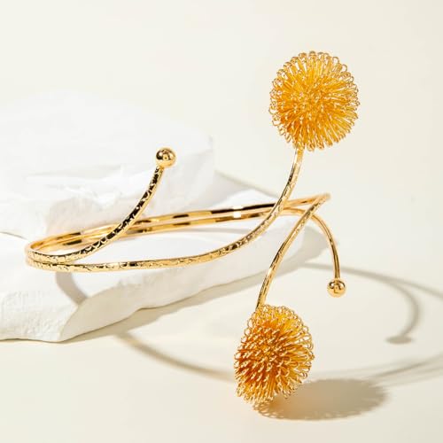 Golden Metal Starfish Seashell Upper Arm Bracelet Flower Charm Bohemia Bracelets for Women Beach Wedding Adjustable Open Cuff Bangle Coil Swirl Armband Party Jewelry - color: Style 06