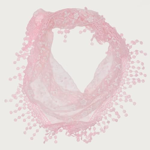 Women's Floral Lace Triangle Hip Scarf Head Kerchief Tie Waist Belt Sheer Hip Wrap Boho Head Scarf Hair Accessory - color: Z1-pink