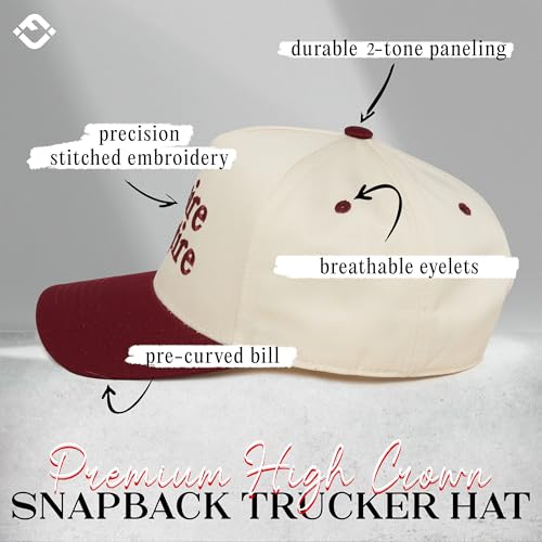 Funky Junque Vintage Canvas Snapback Hat - Adjustable 2 Tone Cap for Men Women - Put It On My, Cowboy, Girl Dad, Funny - color: Desire to Retire - Burgundy/Beige