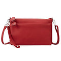 befen Genuine Leather Wristlet Clutch Wallet Purses with RFID Blocking, Small Crossbody Bags Shoulder Handbag for Women - color: Fire-engine Red