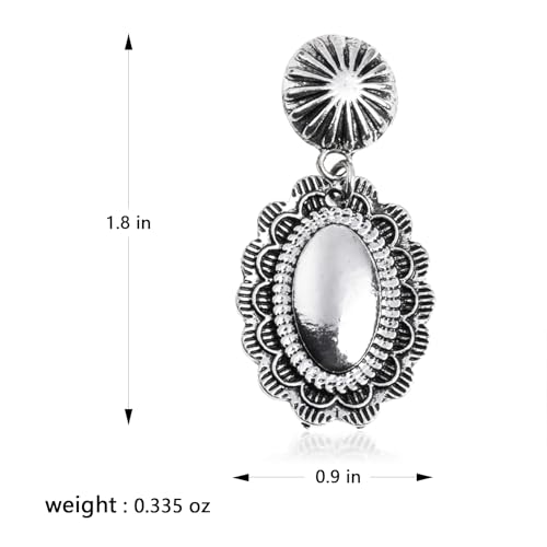 Rustic Couture's Western Earrings for Women Cowgirl Country Concho Dangling Western Statement Jewelry - color: A-Silver