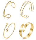 4Pcs Upper Arm Cuff for Women Open Adjustable Arm Bracelets Minimalist Coil Arm Armband Set - style: Gold-Style B