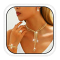 CLOACE Gold Necklace Set Colorful Necklaces and Bracelet Bridal Prom Wedding Jewelry Sets for Women