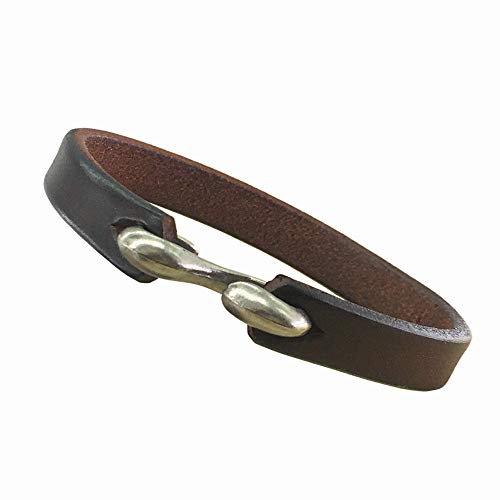Mens Genuine Leather Bracelet - Handmade Adjustable Leather Cuff Bracelet punk Style leather wrap Wristband for Men - color: S-Hook Brown