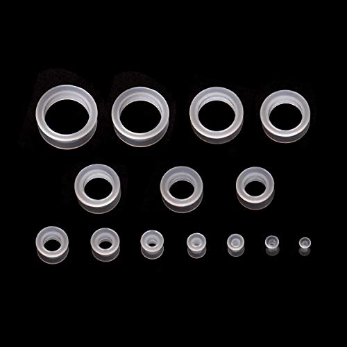 WBRWP 20/28pcs Ear Stretching kit Set: Hollow Hard/Soft Silicone Plugs and Tunnels Ear Expander Gauges Stretcher Body Piercing Jewelry - style: 28pcs Thick/Transparency