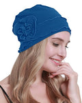 osvyo Chemo Headwear Turban Cap for Women - Cancer Beanie Hair Loss Sealed Packaging - color: Cotton Deep Sea Blue
