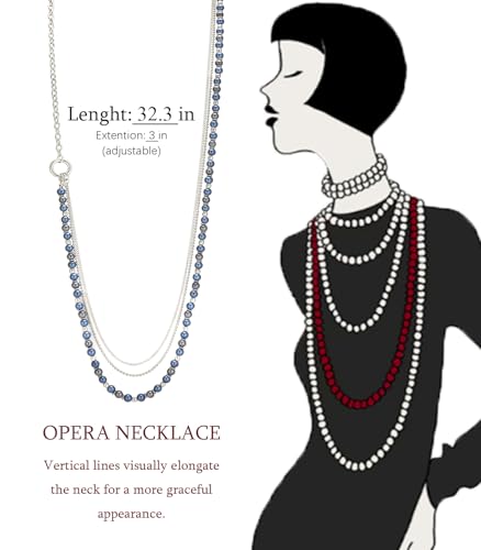BULINLIN Layered Long Necklaces for Women Long Beaded Chain Necklace CostumeJewelry Mothers Day Gifts for Mom - color: 96-Blue