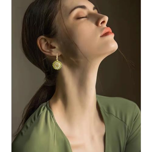 Bohemian Vintage Sliver Geometry Enamel Flower Lightweight Dangle Hoop Earrings Ethnic Handmade Circle Disc Teardrop Earrings For Women - color: Gold Green