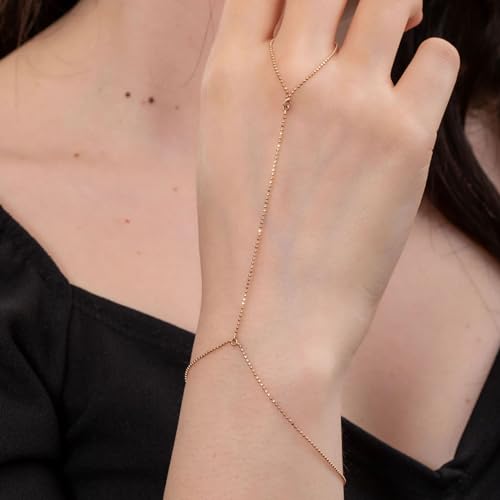 choice of all Hand Chain Bracelet Gold Finger Ring Bracelet Hand Chain for Women Trendy Birthday Jewelry Gifts - color: B5：Gold dainty hand chain