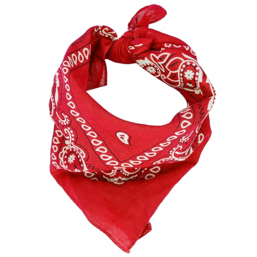 6 Pack Pure Cotton Bandana, Multi-Purpose Square Handkerchief, Face Mask headband for Men and Women - color: Red