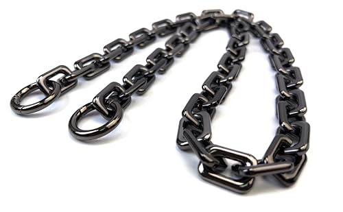 VersaKits 33.85'' Gunmetal Black Heavyweight Chunky Purse Chain Strap | Premium Zinc Alloy Luxury-Inspired Design Wear-Resistant Finish Easy Clip-On Installation DIY Bag Upgrades - color: Gunmetal Black, size: 33.85''(86cm)
