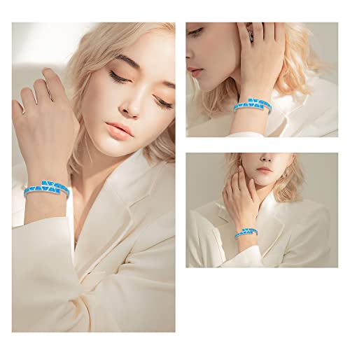 CiNily Womens Cuff Bracelet,Opal Bangle Bracelets Gold Plated Hypoallergenic Ladies Gemstone Open Cuff Bangle Bracelet - color: blue+blue