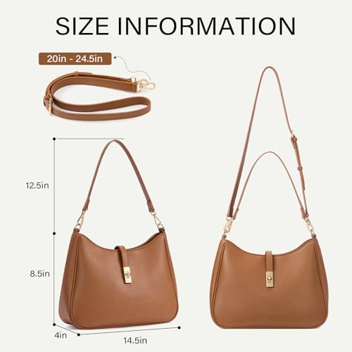 CLUCI Hobo Bags for Women, Vegan Leather Tote Handbag, Water Repellent Shoulder Purses, Crossbody Bag with Adjustable Strap - color: C-brown-large