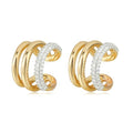 MTMY Gold Ear Cuff Earring for Women 14K Gold Plated Cubic Zirconia Non-Pierced Clip on Cartilage Chunky Ear Cuffs Hypoallergenic Jewelry - style: cz triple / pair