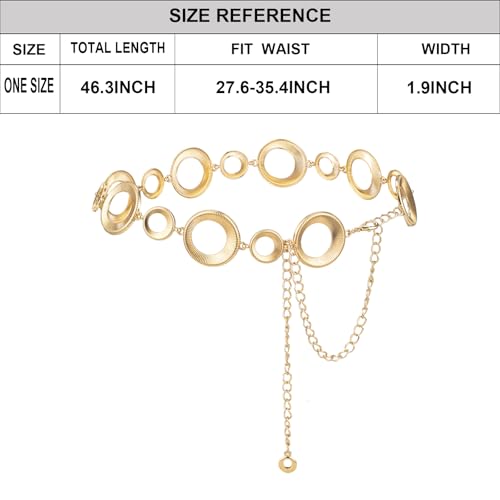 Luvatar Fashion Metal Waist Chain Belt Blouse Dress Sweater Chain Belt… - color: Gold-t00