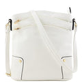 ALYSSA Triple Zip Pocket Large Crossbody Bag - color: White