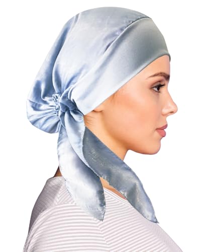 Chemo Headwear for Women Head Scarf Headwraps Silky Soft Turbans for Women Cancer Hats Chemo Beanie Coverings Scarves - color: B Bright Silver
