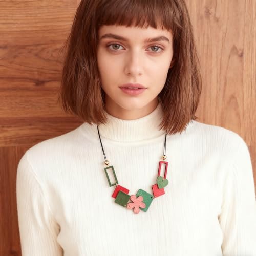 Chunky Acrylic Beaded Necklace for Women Colorful Acrylic Beaded Choker Round Beads Statement Necklace Fashion Jewelry - color: -Green