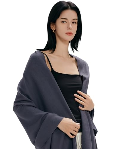 maamgic Women's Winter Scarf Soft Warm Scarf for Women Cozy Shawl Wraps for Women Lightweight Pashmina Style Wrap - color: Solid Dark Gray