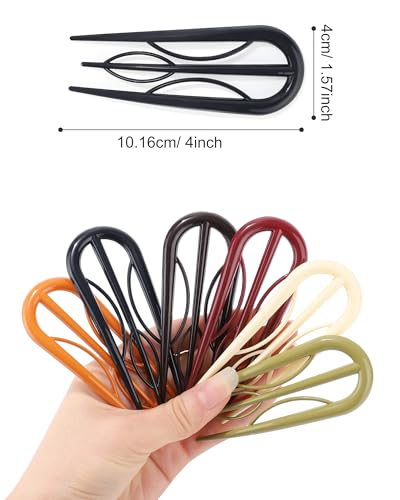French Hair Pin for Women - U-Shaped Hair Fork for Updos, Chignons & French Twists, Durable Acrylic, Secure & Elegant Styling for All Hair Types (Deep Colors (Glossy)) - color: Deep Colors (Glossy)