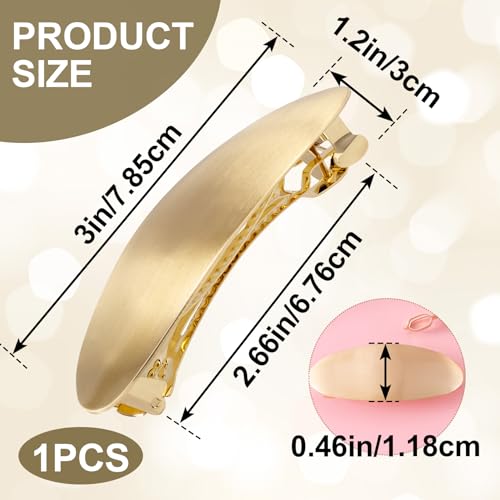 HINZIC 3inch Oval Hair Barrette Metal Large Hair Clip Vintage Gold French Wedding Prom Formal Hair Accessories for Women Long Thick Hair - color: Gold