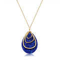 MOLOCH Long Necklace For Women Geometry Teardrop Acrylic Circle Pendant Necklace Statement Boho Acetate Resin Necklace Minimalist Gift - color: royal blue
