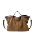 Dreubea Womens Suede Leather Shoulder Handbag Top-handle Crossbody Purse - color: Brown
