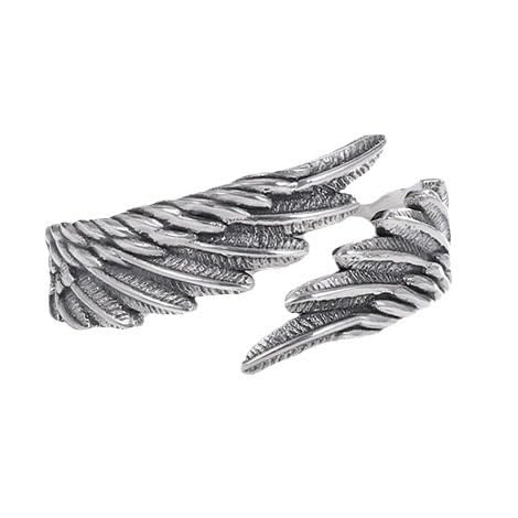 Retro Angel Wing Ring Adjustable Feather Silver Gold Antique Jewelry for Women Men Dainty Wrap Open Thumb Rings for Women Open Punk Birthday Gift Friendship - style: Angel Wing Silver Ring