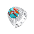 AIBAO 4-12 Ct Large Oval Engagement Rings for Women Natural Turquoise/Lapis Lazuli/Malachite Celtic/Infinity/Love Knot Halo Ring Size 6 to 10 Anniversary Christmas Valentines Gift - style: 7.7 Ct Orange Oyster Turquoise & Created White Sapphire