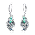 TIGER RIDER Abalone Shell 925 Sterling Silver Dangle Earrings Lightweight Filigree Dangle Drop Earrings for Women - style: wolf