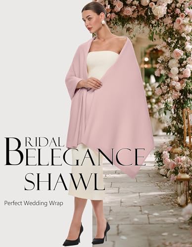 PULI Women's Pashmina Shawl Wraps for Evening Dress Large Scarf Blanket Long Wedding Bridal Winter Warm Shoulder Wrap - color: Pink