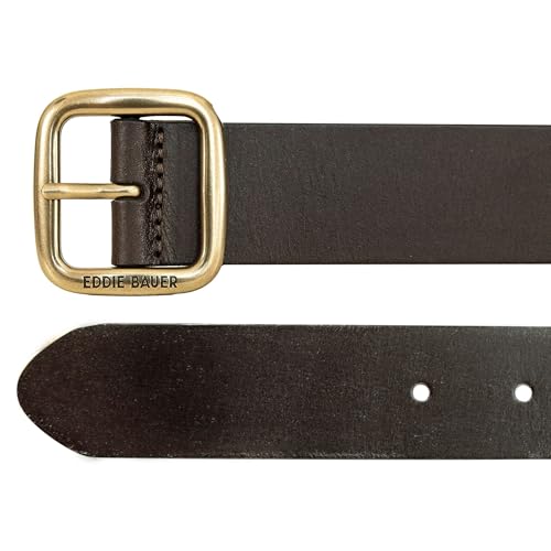 Eddie Bauer Women's Casual Leather Belts with Durable Metal Buckle - color: Center Bar - Brown, size: Large