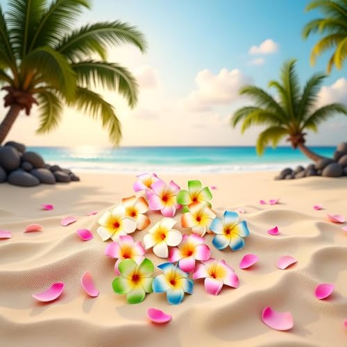 10Pcs 7cm Multicolor Hawaii Plumeria Flower Clips, Artificial Tropical Flower Hair Accessories for Wedding, Beach Party, Artificial Hair Clips and Barrettes
