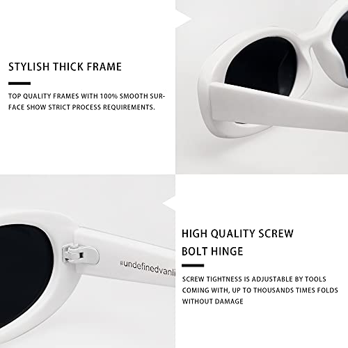 VANLINKER Polarized Retro Oval Sunglasses for Women and Men Small 90s Style VL9580 - color: C6 White Frame/Grey Lens