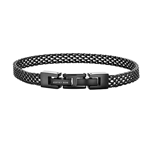 Geoffrey Beene Stainless Steel 6mm Italian Mesh Link Bracelet 8.5Inches - color: Black