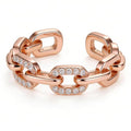 Chain-Shaped Opening Women's Ring with Micro-Pave Cubic Zirconia - color: Rose Gold Color