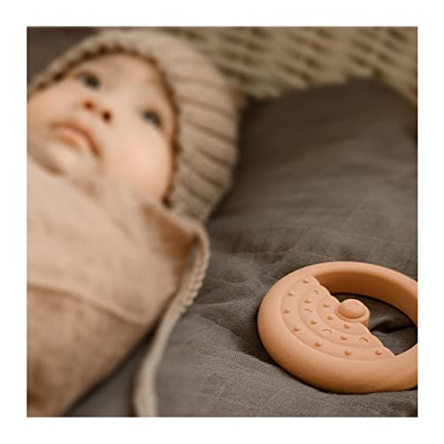 Moonkie Stacks of Circles Soft Teething Toy | Educational Learning Baby Toy | Stacking Ring Toys for Babies Boy and Girl | 7 Piece Teethers Set (Nature) - color: Nature