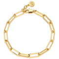 Dremmy Studios Gold Bracelet for Women 18K Gold Plated Dainty Paperclip Cubic Zirconia Disc Coin Star Cable Satellite Bead Pearl Simple Boho Minimalist Stacking Layered Link Jewelry Gift - color: Paperclip A