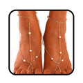 Yalice Gold Beaded Foot Chain for Women Sequins Barefoot Sandals Rhinestone Coin Toe Anklet Summer Wedding Pearl Foot Jewelry - style: Pearl