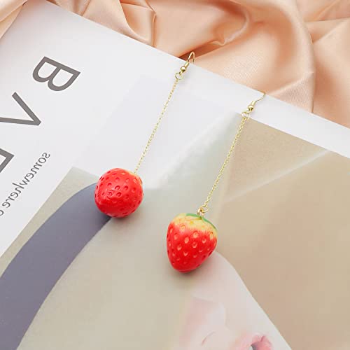 Cute Strawberry Earrings for Women-3D Acrylic Strawberry Drop Dangle Earring Costume Accessories Halloween Christmas Party Jewelry - style: B:Drop